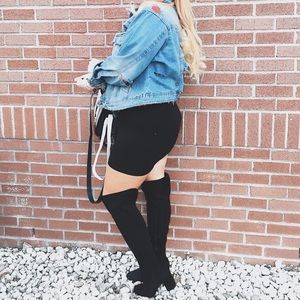 Over the knee black suede boots